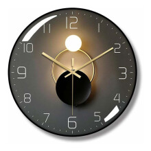 Luminous Wall Clock - Radio-Controlled - 4 Blue LEDs - Darkness Detector - 3 Lighting Modes: Permanent/Off or Automatic - 30 cm