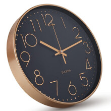 [12 inch 30CM] silent wall clock fashion creative home living room simple digital three-dimensional clock wholesale gold frame on black background