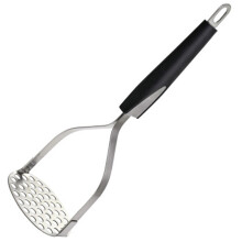 Stainless Steel Potato Masher with Wide and Ergonomic Horizontal Handle. Fine Lattice Mash Plate for Smooth Mashed Potatoes