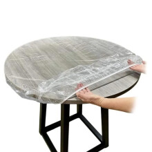 2pcs Adjustable Vinyl Tablecloth, Round Transparent Table Cover with Elastic Edges, Waterproof Table Cover 90-110CM