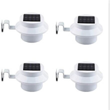 4 Pack Deal - Outdoor Solar Gutter LED Lights - White Sun Power Smart Solar Gutter Night Utility Security Light