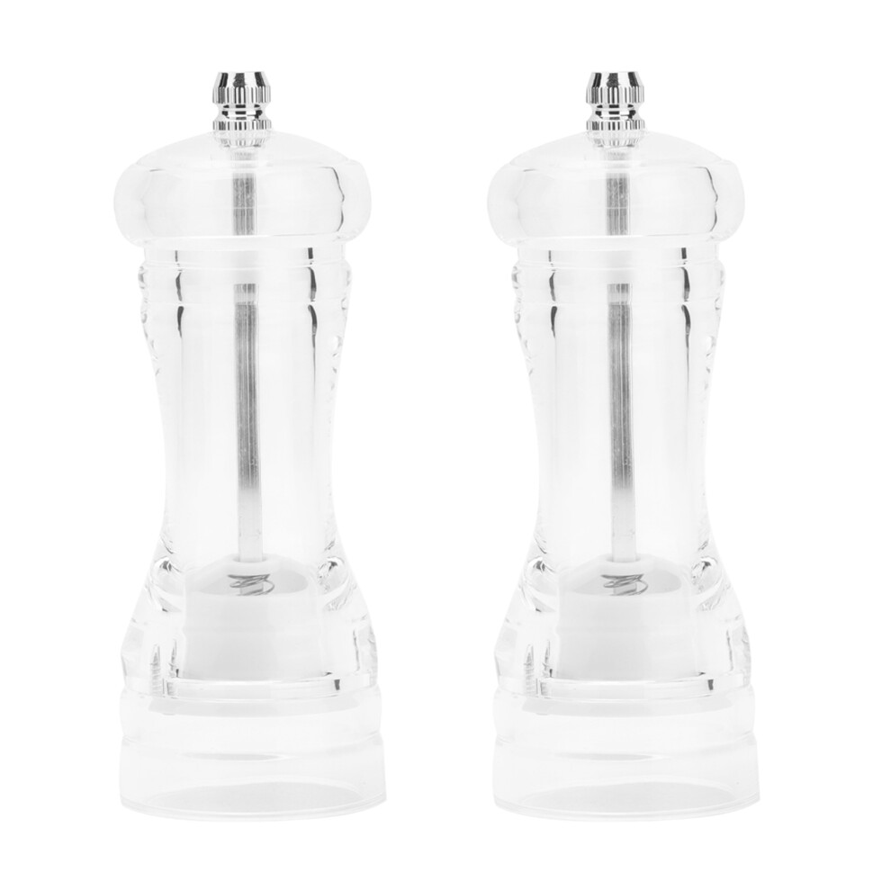 2Pcs Acrylic Manual Grinder Transparent Pepper Salt Mill Spice Jar Grinder Kitchen Grinding Tool,6in-image-OPC-PMHGJZB-NEW