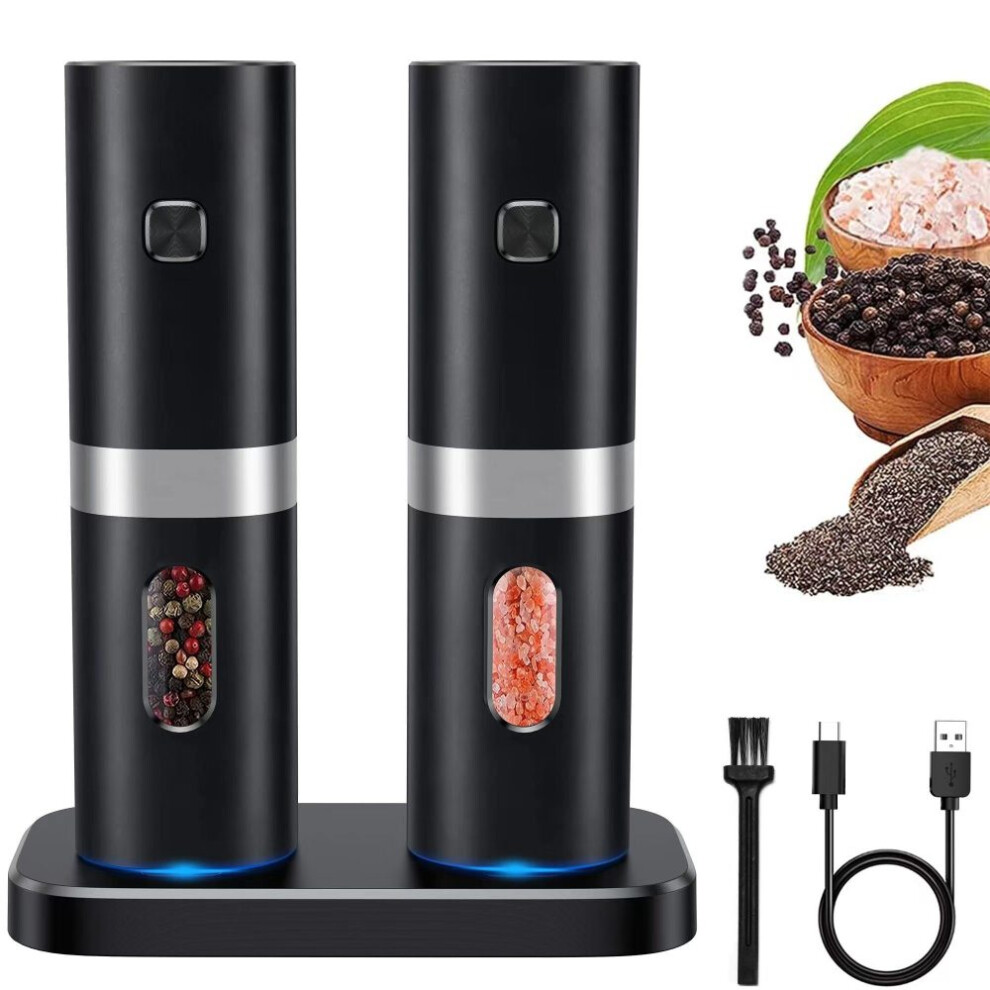 Manual Pepper Mill with Automatic Induction â 2 Pieces â with Charging Station (Color Box)-image-OPC-PMHGJZJ-NEW