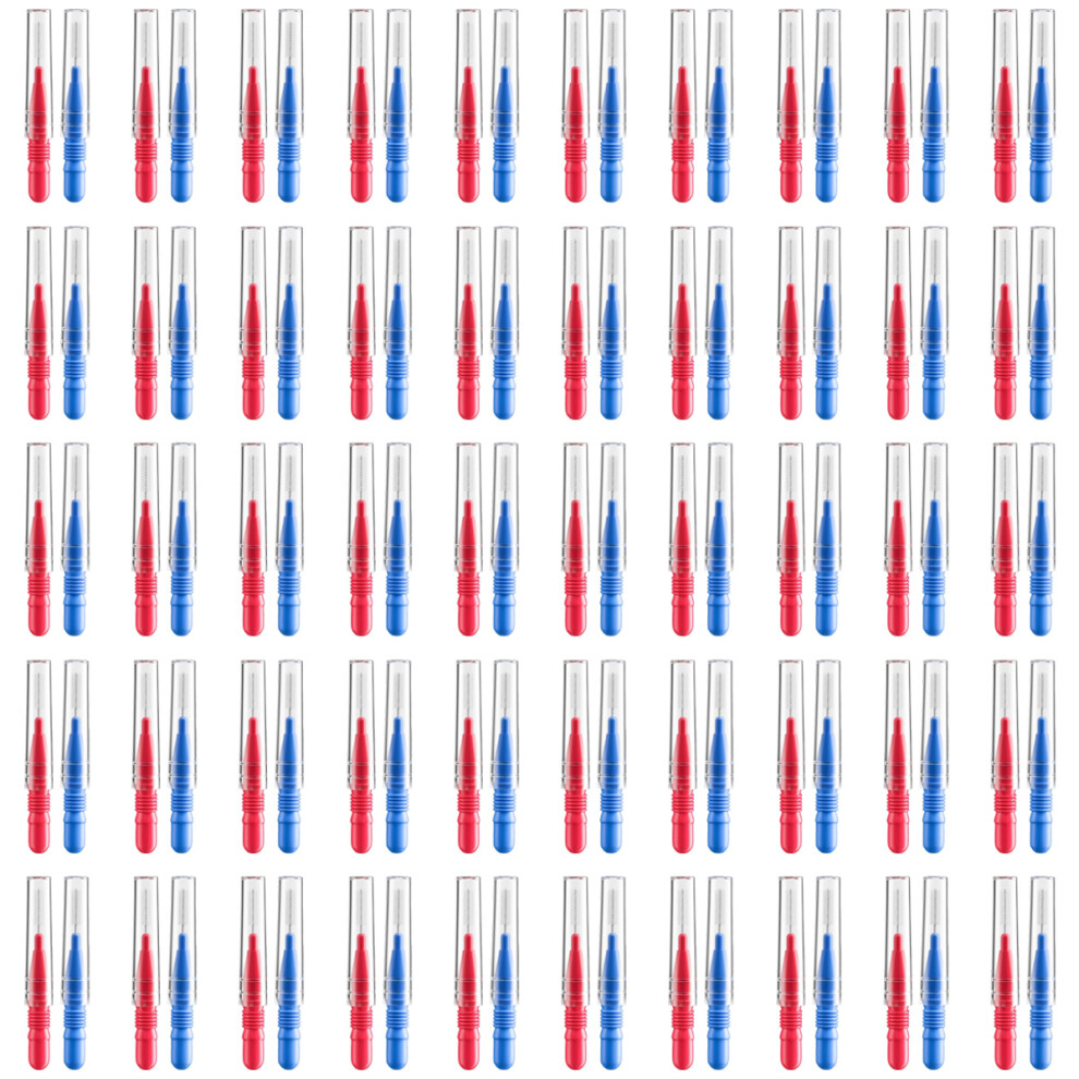 Red/Blue 100 Pieces Interdental Brushes Dental Brushes Gap Toothbrush Toothpick Floss Picks Dental Cleaning Tools