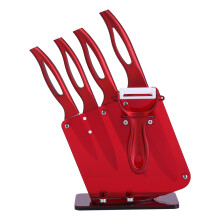 FINDKIN 3/4/5/6 Inch Ceramic Home Kitchen Fruit/Meat Knife Cutting Tool Set + Peeler + Holder