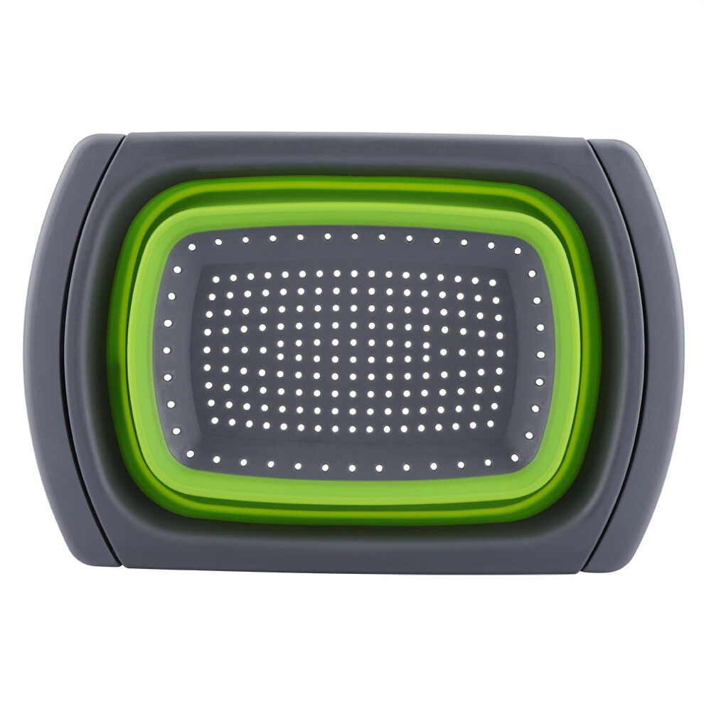 Silicone Durable Safe Foldable Retractable Draining Basket Kitchen Tool(Green)-image-OPC-PMHGKNS-NEW