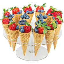 Ice Cream Cone Holder,Mini Clear Round Acrylic ICE-Cream Cone Holder Stand 16 Holes, Non-Toxic Materials, for Ice Cream Cones,Popcorn Cone,etc