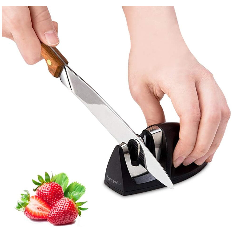Professional Kitchen Sharpener 2 in 1 Manual Sharpener for Stainless Steel and Ceramic Knives of All Sizes, Black Anti-Slip Base-image-OPC-PMHGN5G-NEW