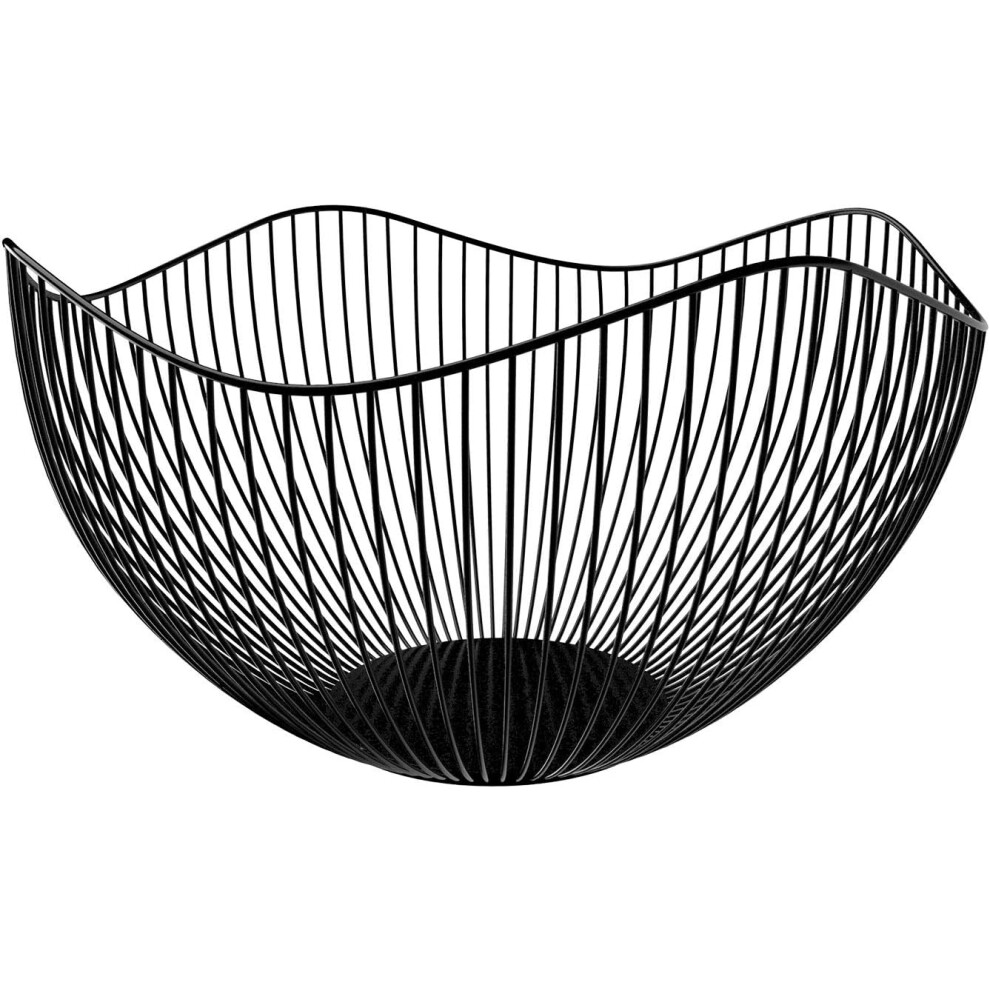 Metal Fruit Basket, Morden Wire Fruit Basket, Fruit Basket, Snack Bread Storage Basket, Matte Black 25.5*13cm-image-OPC-PMHGN5J-NEW