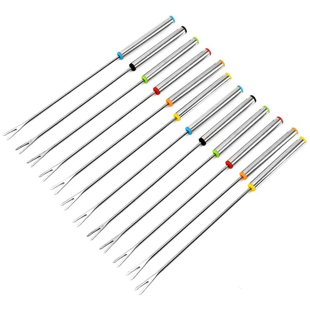 Barbecue skewers, 12 pieces barbecue kabob skewers 16cm, Meat skewers, Stainless steel fondue fork with heat-resistant handle-image-OPC-PMHGN98-NEW