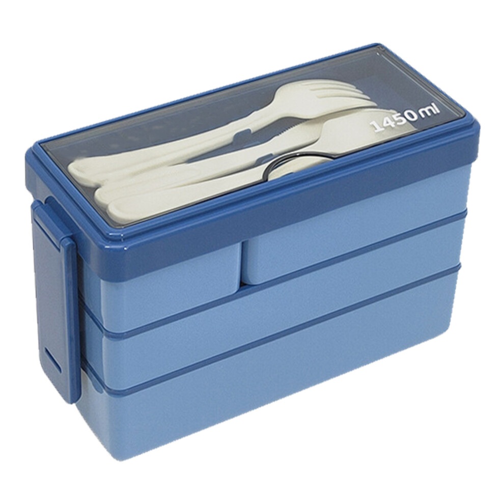 Blue Bento Box Adult Lunch Box 3 Layers Stackable Lunch Container with 4 Compartments for Work School Picnic-image-OPC-PMHGNJV-NEW