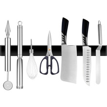 Stainless Steel Magnetic Knife Bar - 30cm - Extra Strong - Self Adhesive - Premium Magnetic Holder for Knives and Kitchen Utensils (Black)