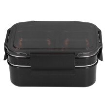 304 Stainless Steel Electric Lunch Box Double Layer Insulated Lunch Box with Compartment for Office School Travel