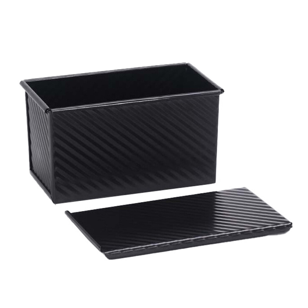 Bread Mold with Lid for Baking Bread Nonstick Bakeware, Carbon Steel Corrugated Bread Toast Box Mold with Lid for Baking Bread, Black-image-OPC-PMHGP7T-NEW