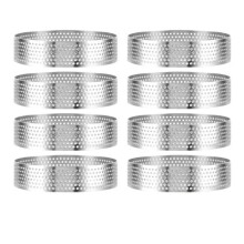 8-Piece Pastry Ring Set, 8 cm Perforated Tart Pan, Stainless Steel Cake Mold for Cakes, Quiches, yd