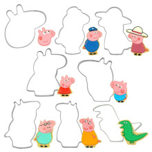 Stainless Steel Biscuit Mould 8-piece Cartoon Pig Set Baking Kitchen Tools Cookie Cutters