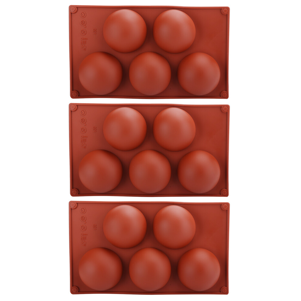 3PCS Semi Sphere Silicone Mold Baking Mold for DIY Making Hot Chocolate Mousse Cake,5 Hole-image-OPC-PMHGPHK-NEW
