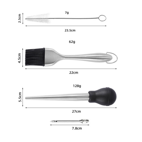 Marinade injector syringe and brush for easy cleaning 2