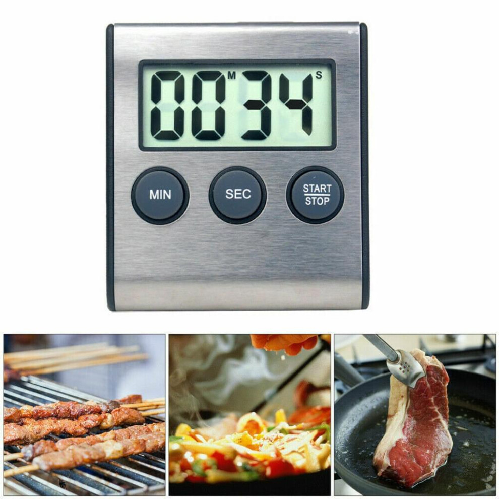 Kitchen Appliance Mini Alarm Clock Timer 24 Hour Countdown Timer for Cooking Study Sport Meeting Parking Medicine Stainless Steel Silver-image-OPC-PMHGR87-NEW