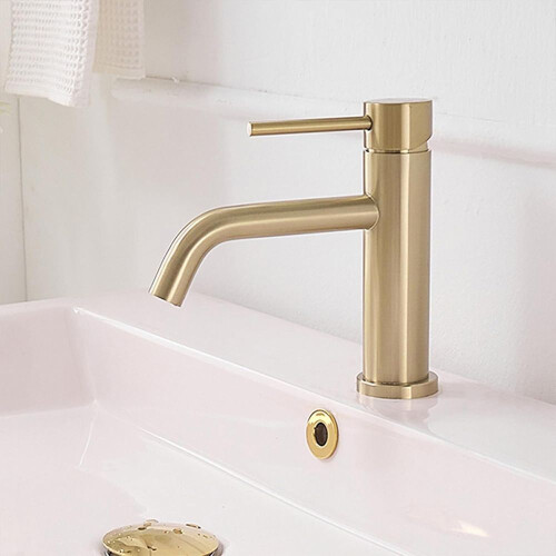 Bathroom Faucet Rea Lungo Gold Brush 1