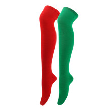 Oberschenkel-Kniestrümpfe, Oberschenkel-hohe-Rot mit Grün