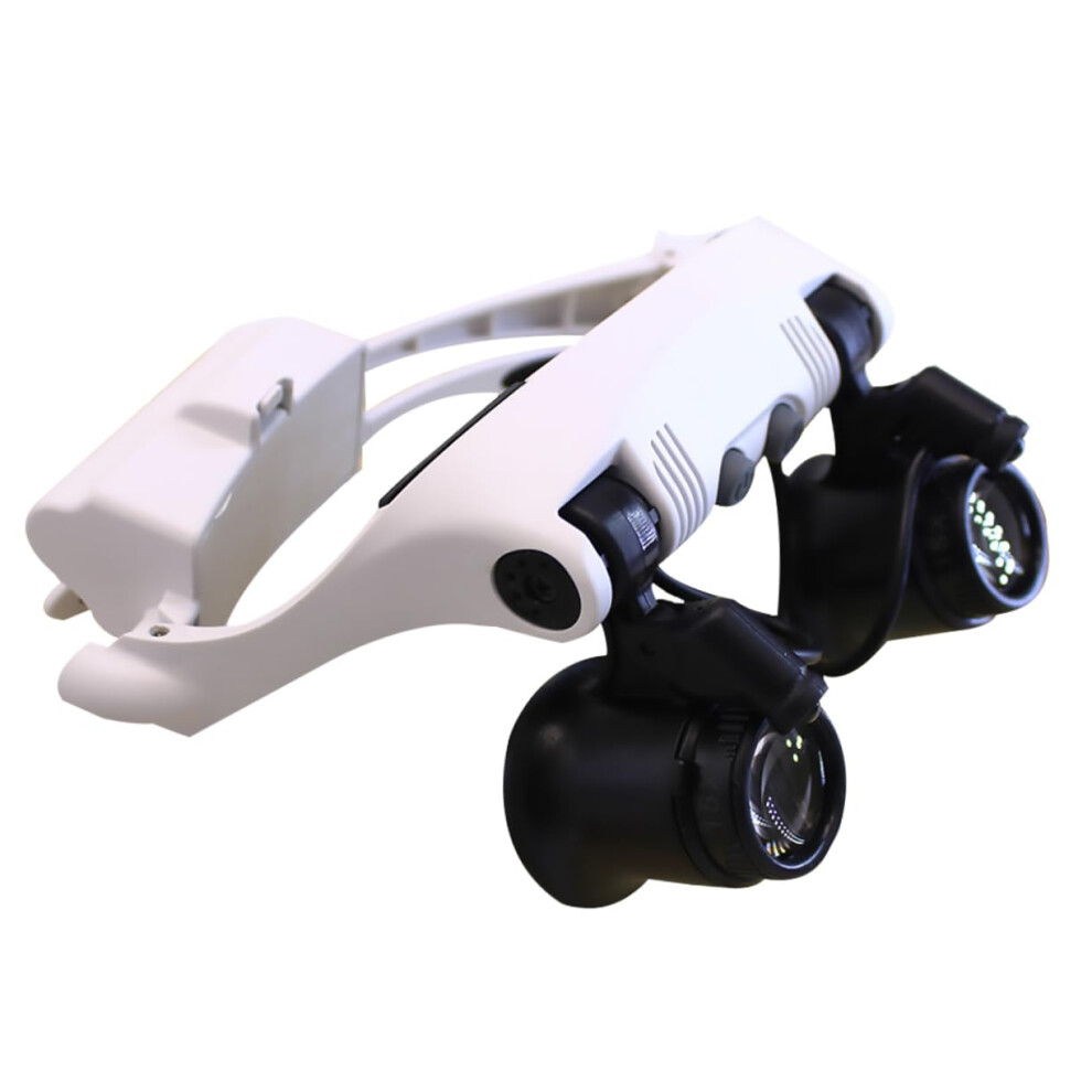 Light Head Worn Magnifying Glasses With Led Adjustable Headband Changeable Lenses Durable For Jewelry Repair Appraisal