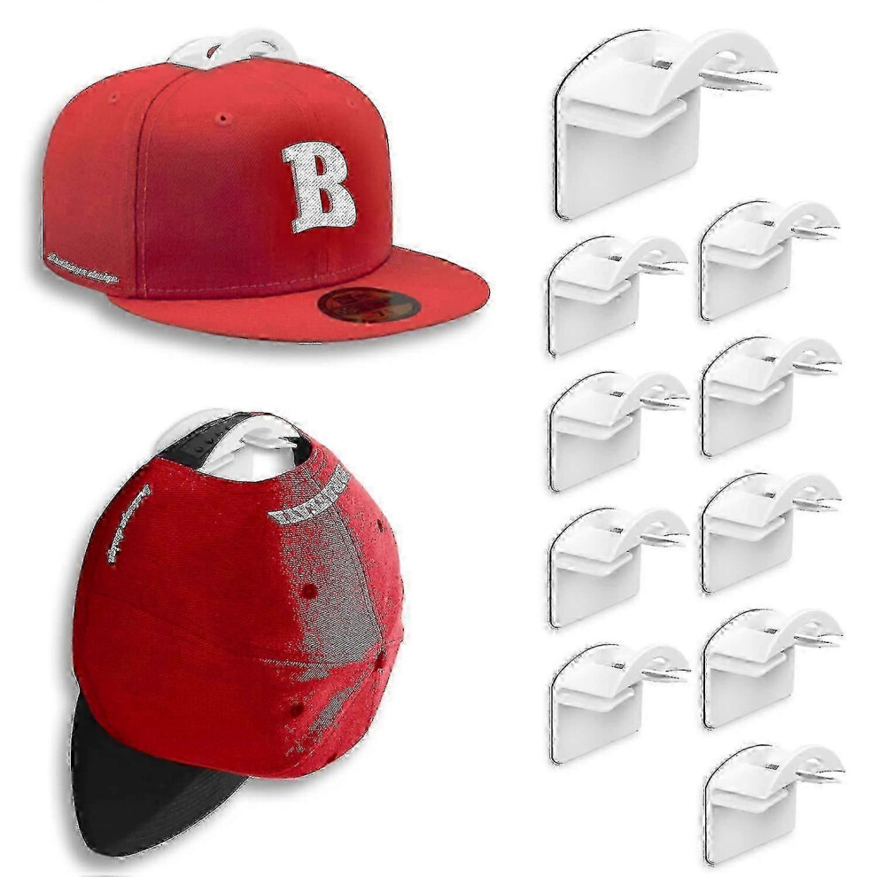 Kikidex (As Show, ) Wall Baseball Cap Holder - 10 Pcs Hat Hanger Organiser A White