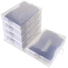 (As show, One size) Hapilife 5 X Heavy Duty Stackable Clear Boots Shoe Box Storage Unit For Knee High Bootsankle Boots Tw