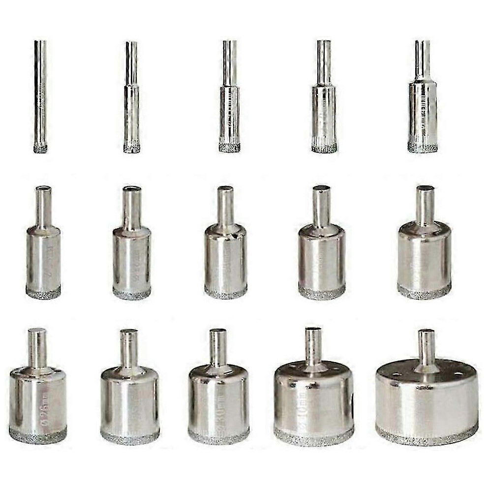 Kikidex (As Show, One Size) 15Pcs Diamond Drill Bits For Glass Ceramic Porcelain Marble