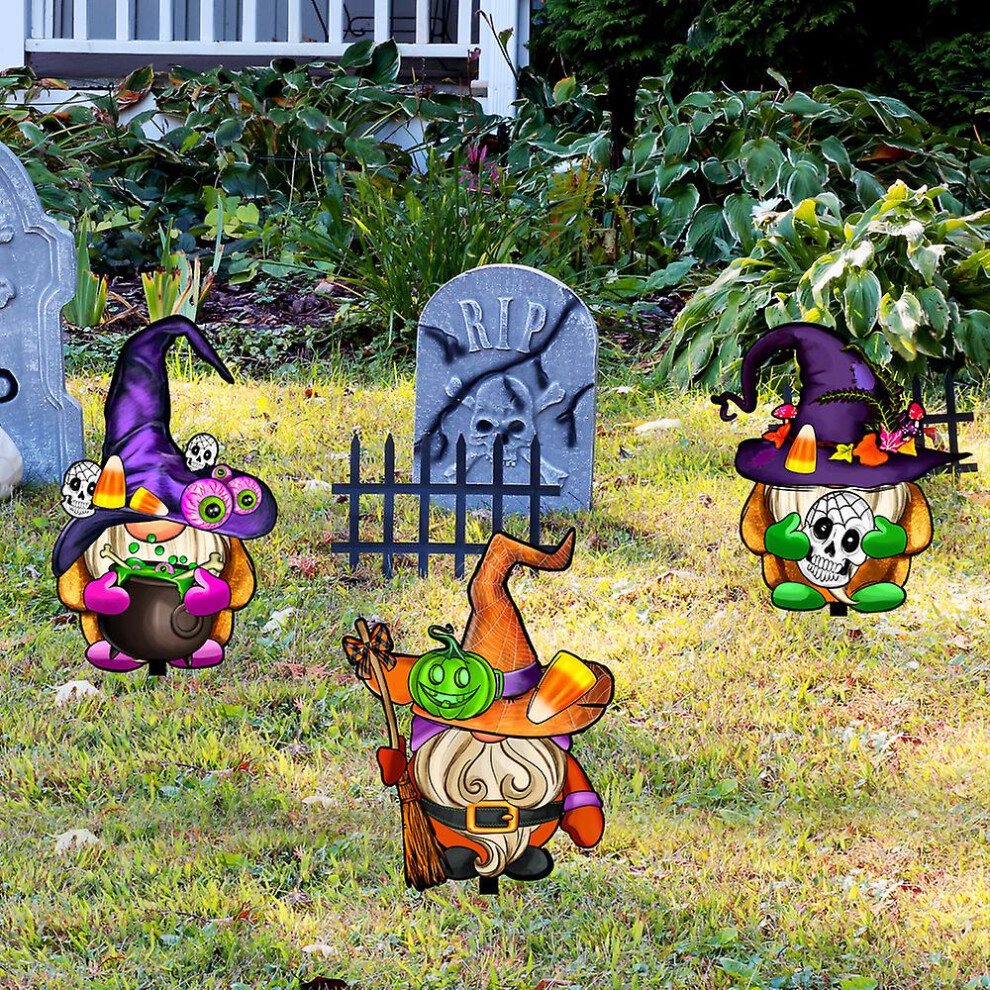 Kikidex (As Show, One Size) Acrylic Halloween Gnome Sign With Stakes, Waterproof Halloween Lawn Decoration