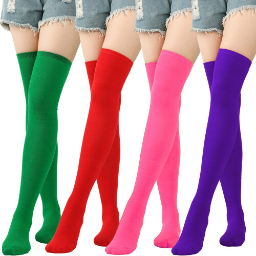 Damen-Overknee-Socken, einfarbig, lange Socken,-Grün 2