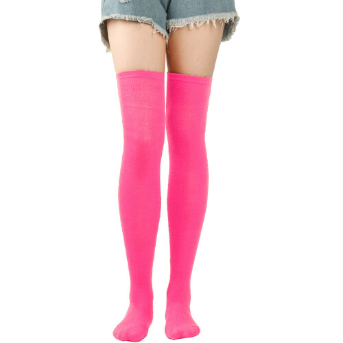 Lange, oberschenkelhohe Damensocken.-Rose Rot