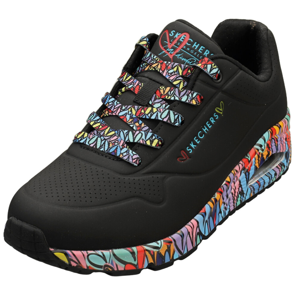 Skechers (5) Los Angeles Uno Ravaged Love Womens Fashion Trainers In Black Multicolour