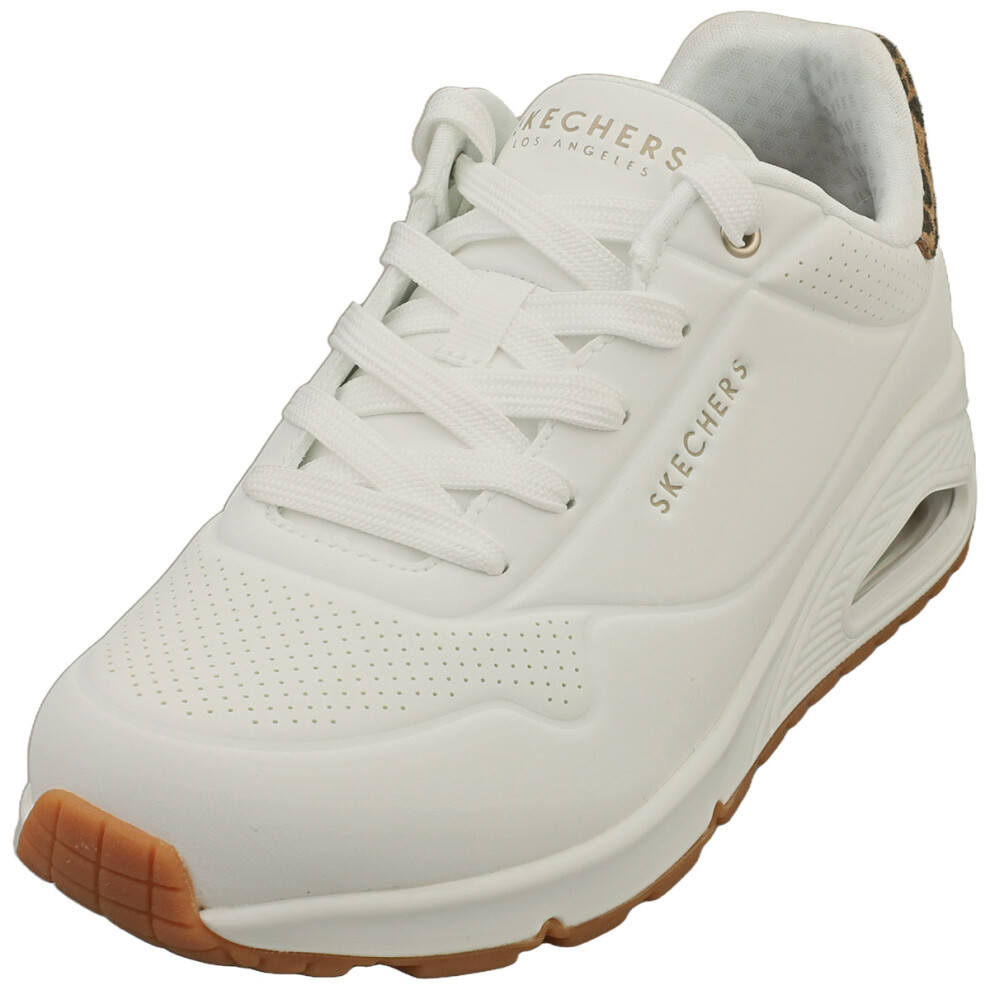 Skechers (6) Los Angeles Uno Jungle Nite Womens Fashion Trainers In White Leopard