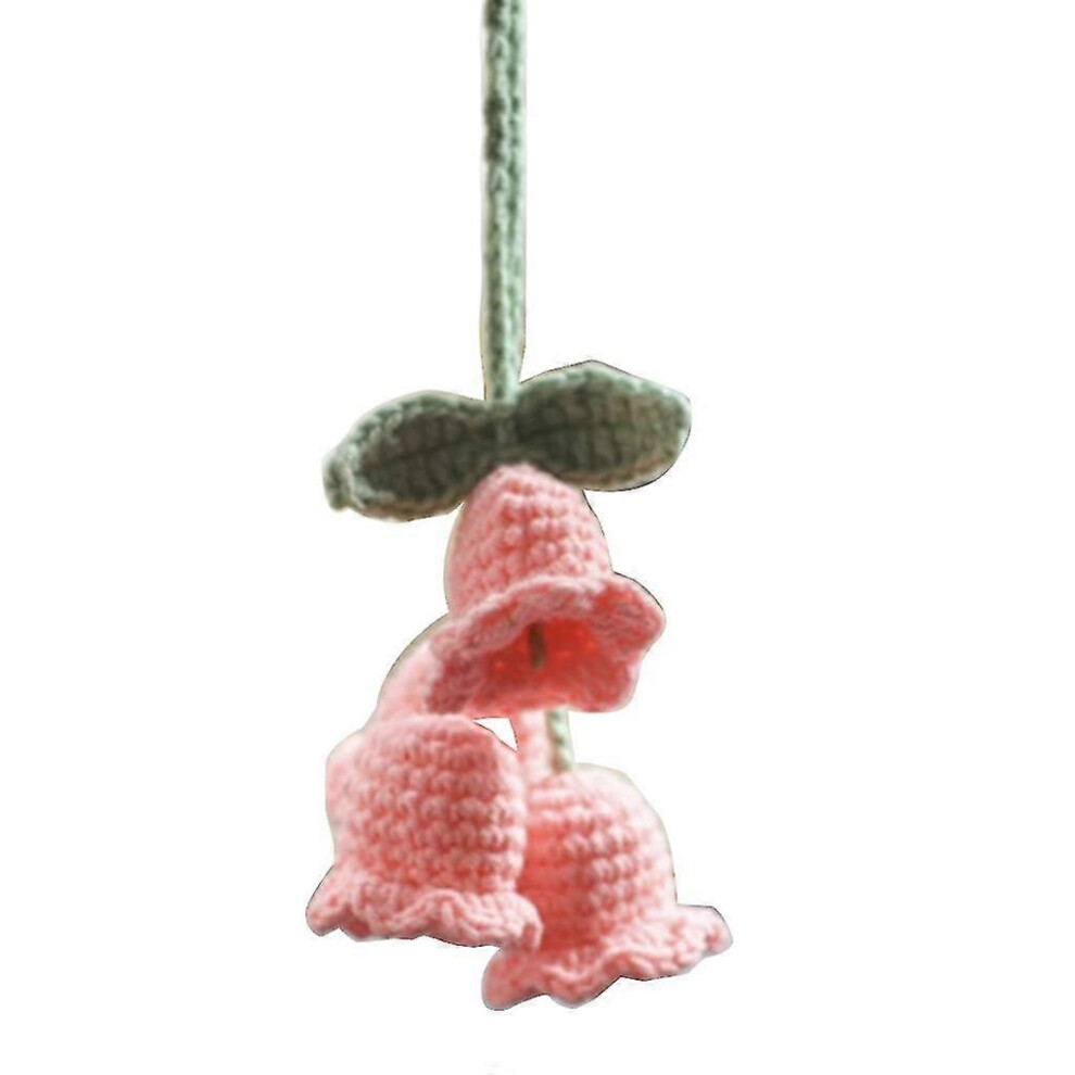 Kikidex (As Show, Pink) Bellflower Ornament Knitted Pendant For Backpacks Keychains Car Interior Decors