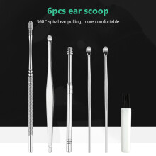 6Pcs Stainless Steel Ear Pick Set Wax Cleaner Spoon with Case