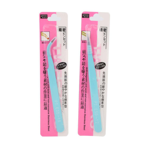 2x Edelstahl-Nagelzange, antistatisch, blau