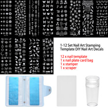 1-12 Set Nail Stamping Plates Print Nail Art Templates DIY