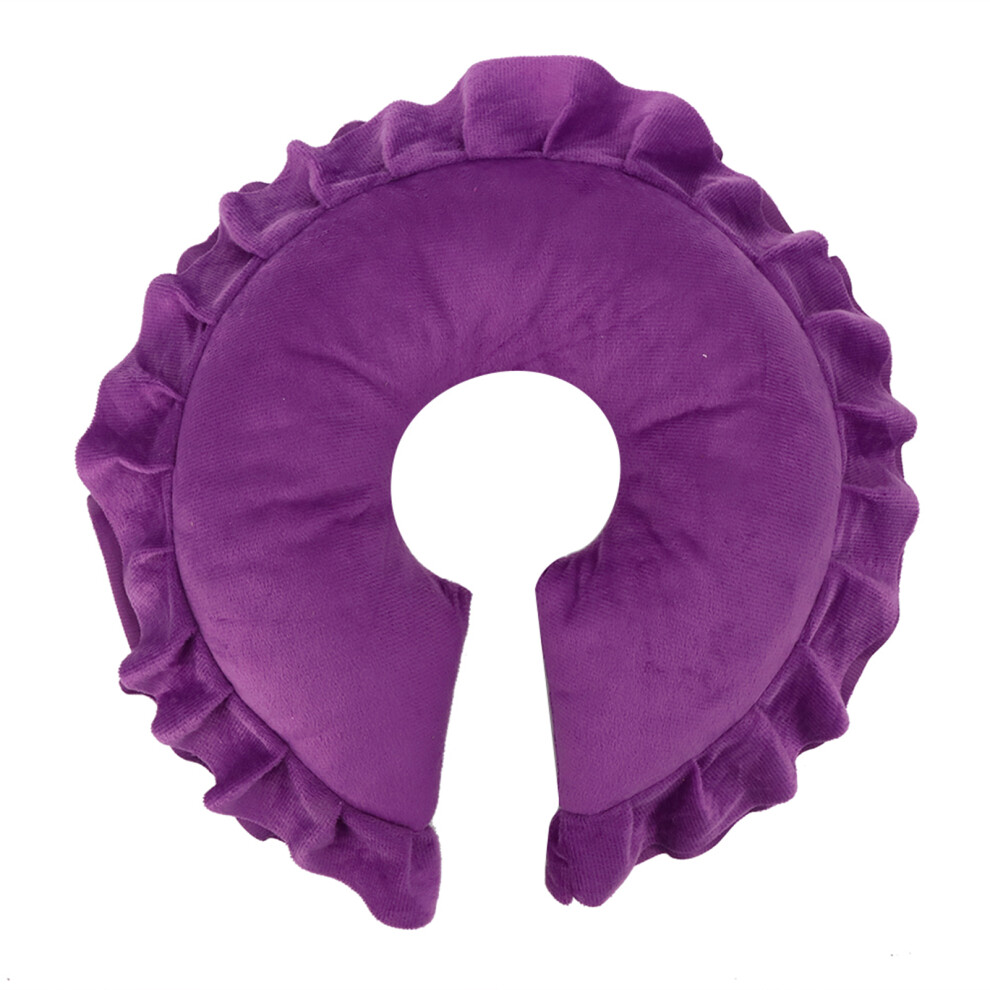 (Purple) U Shape Detachable Face Pillow for SPA Salon Massage Bed