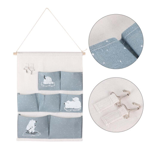 (Blue Bear) 7-Pocket Wall Bag Cartoon Blue Bear 2