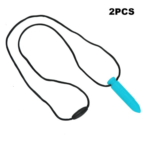 (Sky Blue) 2pcs Silicone Teether High Temp Waterproof Chewing Pendant Sky Blue 1