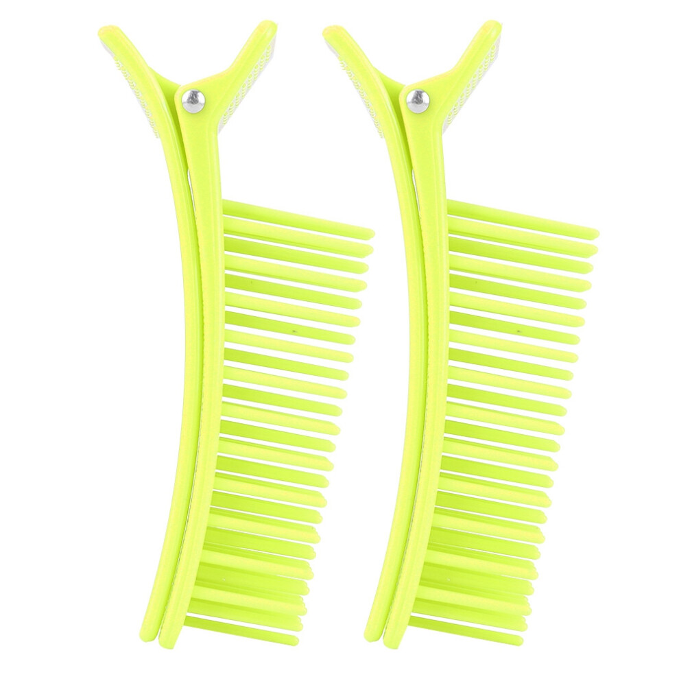 Unisex Green 2Pcs Hair Styling Clip Barber Sectioning Hairpin Fluorescent
