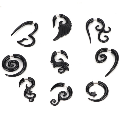 9pcs Acrylic Punk Earrings Studs Set