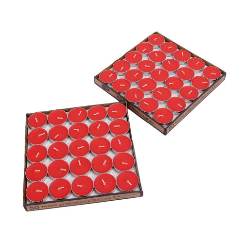 (Red) 100pcs Aromatherapy Candles White Decoration 1