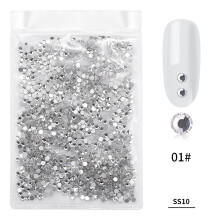 1440 Stk. Farbige Glas-Nagelkunst-Rhinestones Transparent Weiß
