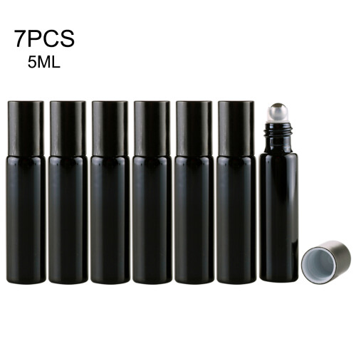 7x Füllbare Parfümglasflasche 5ml Schwarz Roll-On für Reise