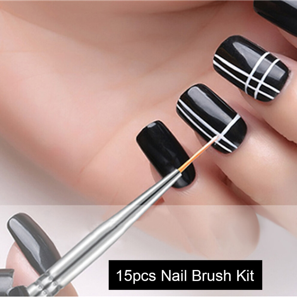 Light 15Pcs Nail Brush Kit Uv Gel Nail Builder Brush For Nail Art Design