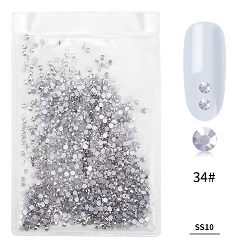 1440pz Strass Vetro Multicolore Nail Art Argento