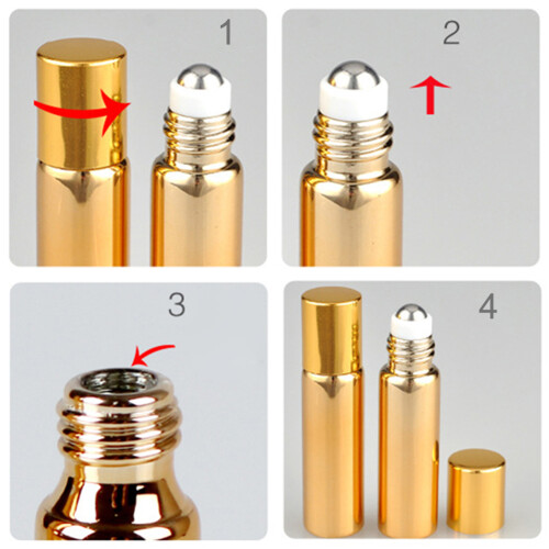 7x Füllbare Parfümglasflasche 5ml Schwarz Roll-On für Reise 2