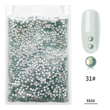 1440 Stk./Beutel Farbige Glas-Nagelkunst-Rhinestone Grün Opal